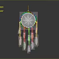 Decorative White Woven Circular Dreamcatcher with Golden Rim and Hanging White Feathers