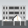 Modern Multi Story Building Exterior With Garage And EV Charging Station