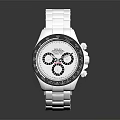 Stylish Silver Watch With Metal Strap White Dial And Black Bezel