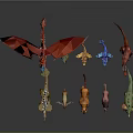 Colorful Character Creature Models With Different Types Of Winged Dinosaurs And Deer Figures