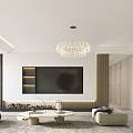Modern Open Living Room Interior With Sofa Chandelier And Coffee Table