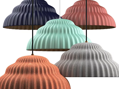Modern Colorful Pendant Lights With Rippled Shades In Various Hues For Interior 3d model