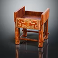 Traditional Wooden Stool With Intricate Carved Patterns And Decorative Leg Design