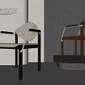 Modern Designer Dining Chairs With Beige And Gray Upholstery And Wooden Frames