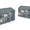 Rustic Wooden Small Hut Structures Featuring FIRK Sign Roof And Doors