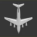 Large White Passenger Airplane with Four Engines Green Logo on Tail and G0001 on Fuselage