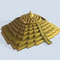 Golden Pyramid Tower With Layered Steps And Ornate Spire On Top