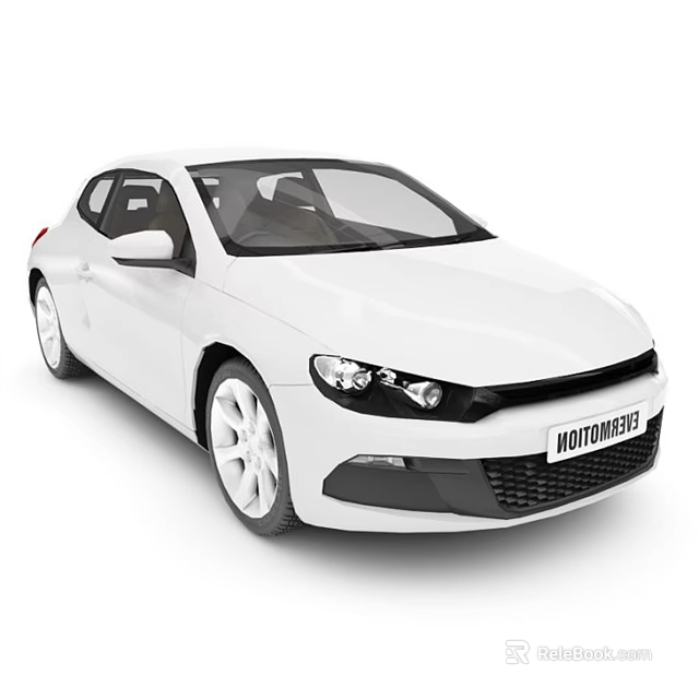 White Two Door Coupe Car With Modern Design And White Alloy Wheels 3d model 