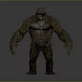 Tall Shaggy Furred Humanoid Creature With Muscular Build In Standing Posture