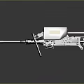 Military Heavy Duty Weapon With Twin Barrels Green Armor Mechanical Design And Yellow Sign