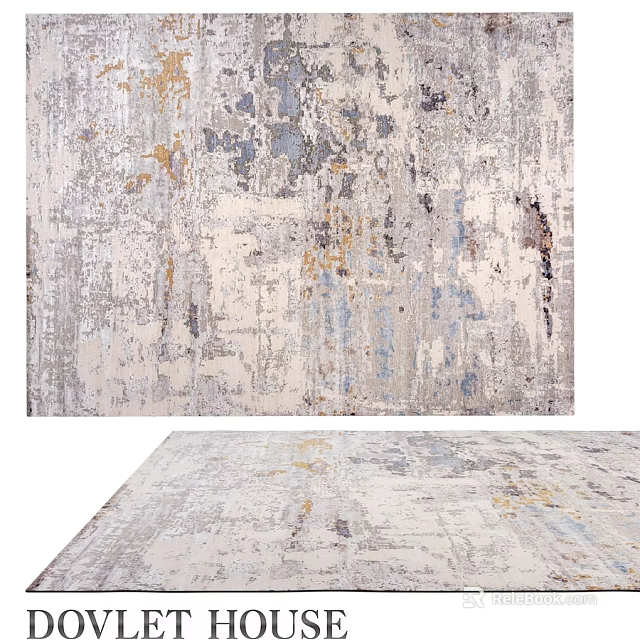 Modern Abstract Square Rug With Beige Gray And Gold Artistic Pattern For Living Room 3d model 