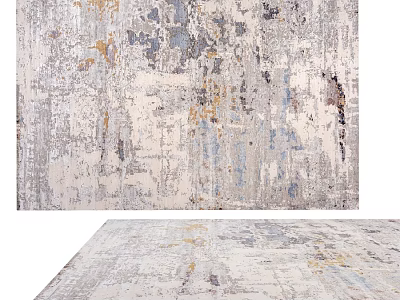 Modern Abstract Square Rug With Beige Gray And Gold Artistic Pattern For Living Room 3d model