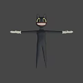 Black Animated Game Character With Cat Ears Yellow Eyes Grinning Teeth And White Gloves