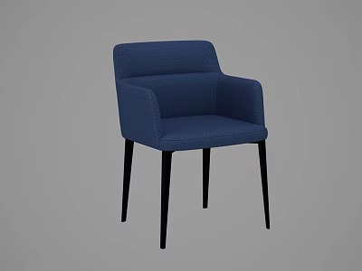 Blue Upholstered Accent Chair With Armrest And Black Legs Modern Design 3d model