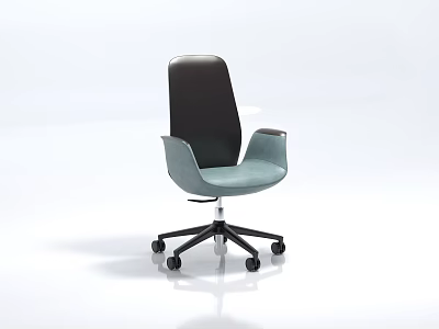 Modern Office Chair with Black Backrest Light Blue Seat Armrests and Rolling Base 3d model