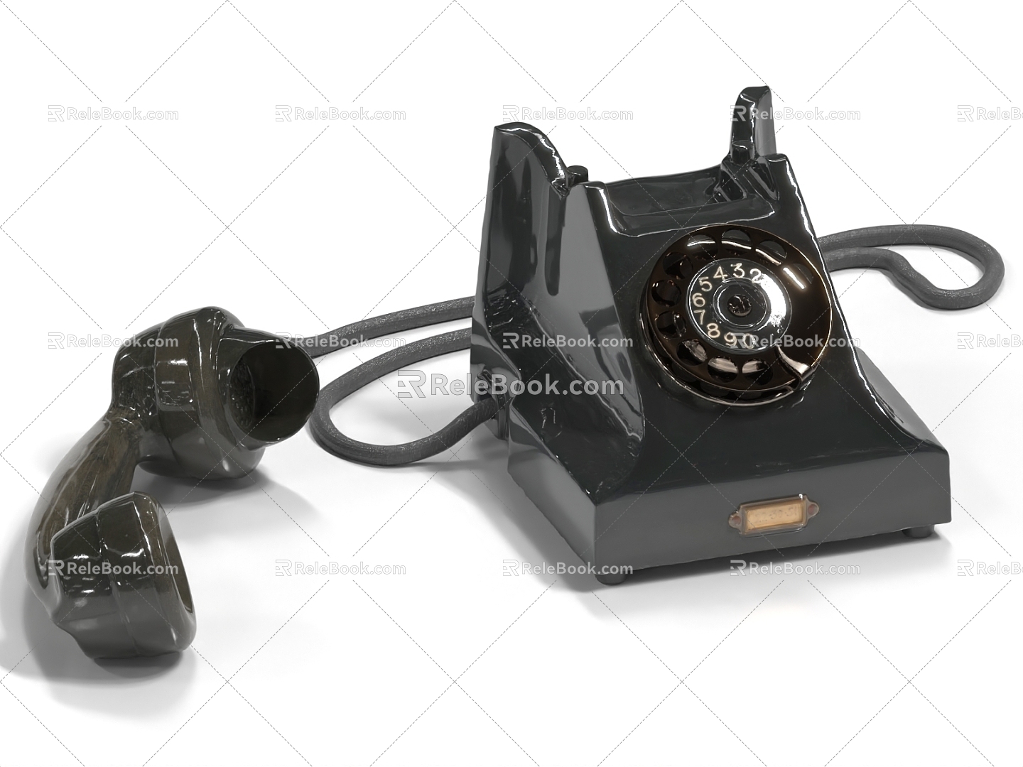 Retro phone dial phone old landline phone 3d model