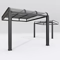 Modern Outdoor Pergola Structure With Transparent Roof And Metal Support Columns