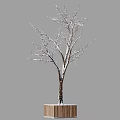 Bonsai Plant With Green Leafy Tree And White Decorative Branches 3d model