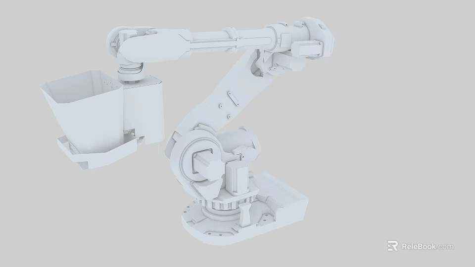 Industrial Robotic Arm 3D Model Showcasing Mechanical Joints And Container Component 3d model 