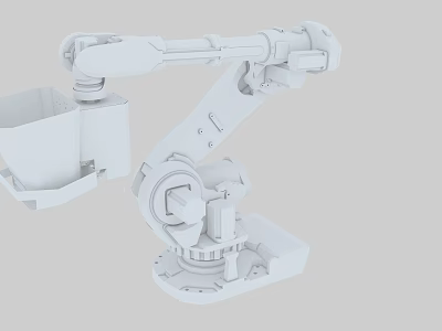 Industrial Robotic Arm 3D Model Showcasing Mechanical Joints And Container Component 3d model