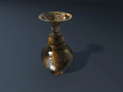 Elegant Ceramic Vase With Metallic Finish Textured Surface And Slender Neck Design 3d model