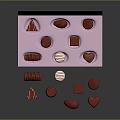 Open Chocolate Gift Box With Various Shapes Red And White Chocolates 3d model