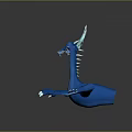 Blue Dragon Game Movie Character With White Horns Red Eyes And White Claws
