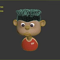 Cute Cartoon Child Figure With Black Curly Hair And Red Shirt