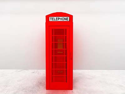 Classic Red Telephone Booth With TELEPHONE Sign In White Room Interior 3d model