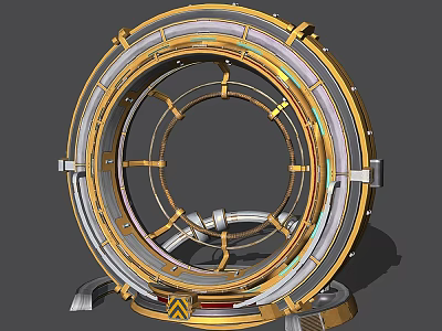 Ornate Circular Architectural Component With Metal Frame And Multi Layered Design 3d model