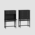 Modern Black Entryway Cabinet And Side Cabinet With Drawers And Metal Handles