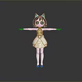 Game Movie Character With Cat Ears Blue Eyes In White Dress Open Arms