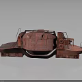 Rusty Red Armored Military Vehicle With Tracked Chassis Heavy Duty Structure And Mechanical Components