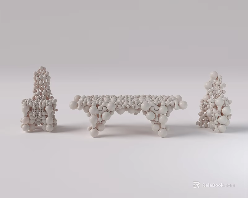 Modern Single Chair With White Stacked Spherical Elements And Unique Design Structure 3d model