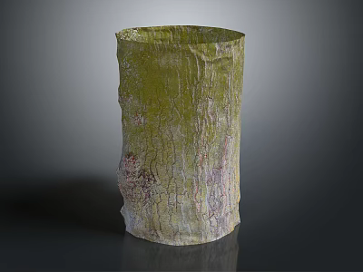 Plant Inspired Decorative Container With Natural Bark Texture And Green Purple Hues 3d model