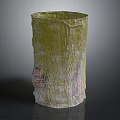 Plant Inspired Decorative Container With Natural Bark Texture And Green Purple Hues