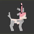 Pixelated Pink And White Rabbit Toy With Long Ears And Blue Eyes