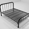 Simple Black Metal Single Bed Frame With Curved Headboard And Footboard