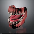 Dental Oral Structure Model With White Teeth Pink Gums And Red Tongue