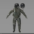 Human Pilot Character in Military Flight Suit with Helmet and Gear