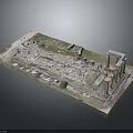 Ancient Architectural Ruins Model With Remaining Columns And Stone Blocks Layout 3d model