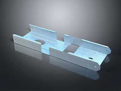 Industrial Mechanical Metal Structural Part With Mounting Holes And Reflective Surface 3d model