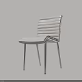 Modern Single Chair with White Striped Backrest and Metal Legs Design