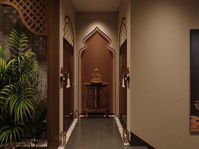 Southeast Asia Thai Aisle Foot Bath Shop Aisle Spa Hall Aisle Greening 3d model