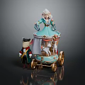 Fairy Tale Carriage Shaped Decorative Furniture With Princess Figurine And Animal Dolls