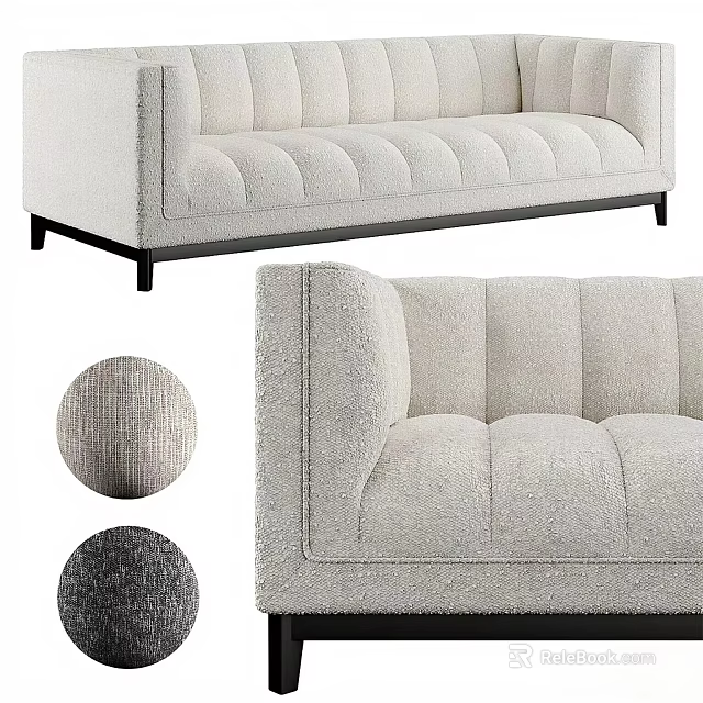 Modern Multi Person Fabric Sofa With Tufted Design And Color Swatches 3d model 
