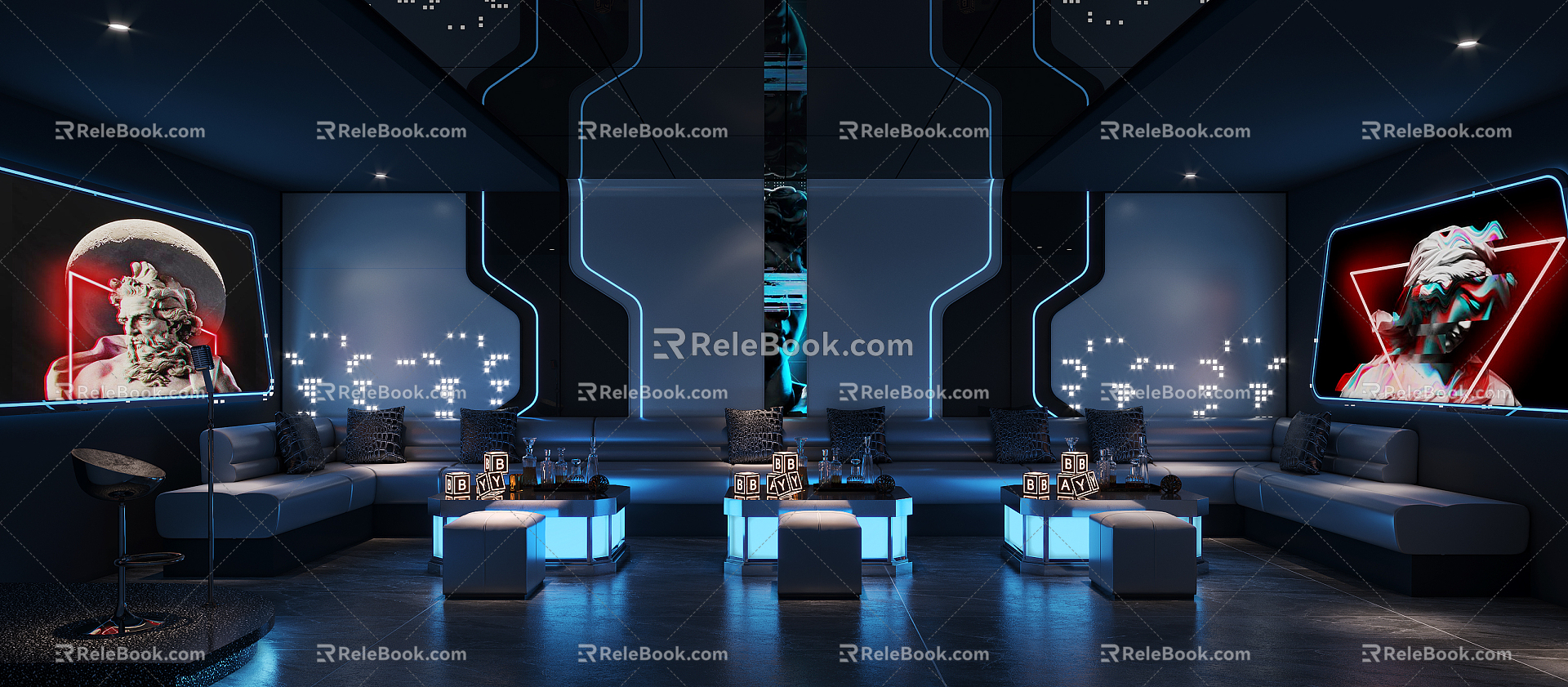 Modern KTV large private room 3d model