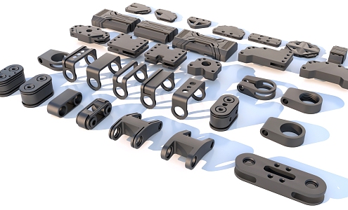 Hard surface mechanical parts combination of mechanical parts 3d model