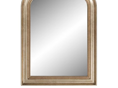 Ornate Gold Framed Mirror with Arch Top and Intricate Border Design Details 3d model
