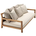 Modern Multi Seat Sofa With Wooden Frame Light Fabric Upholstery And Decorative Pillows